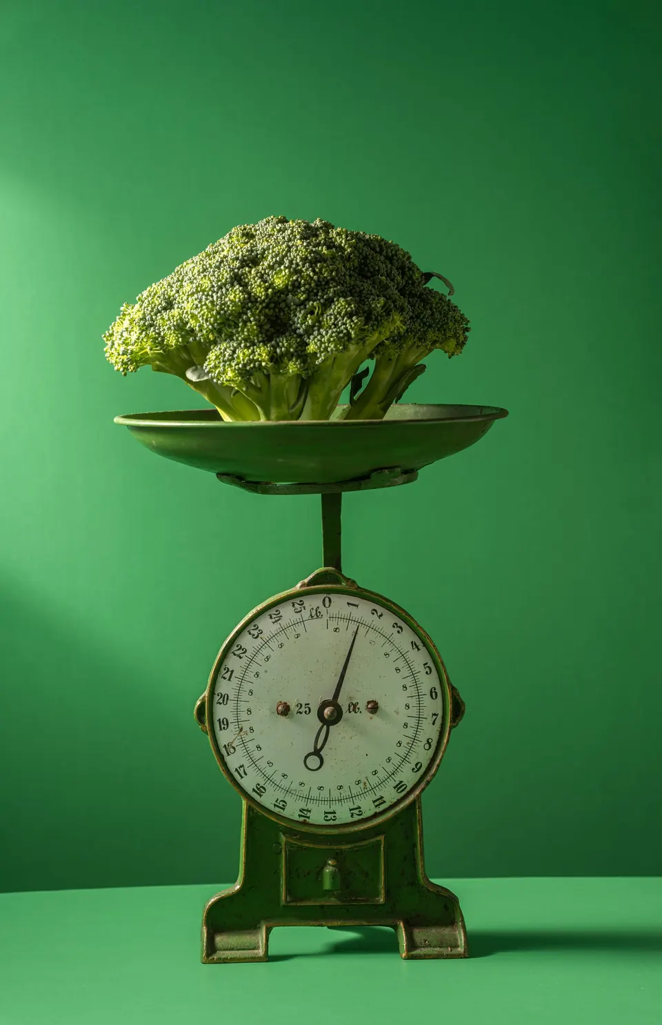 Brócoli sobre una báscula de cocina